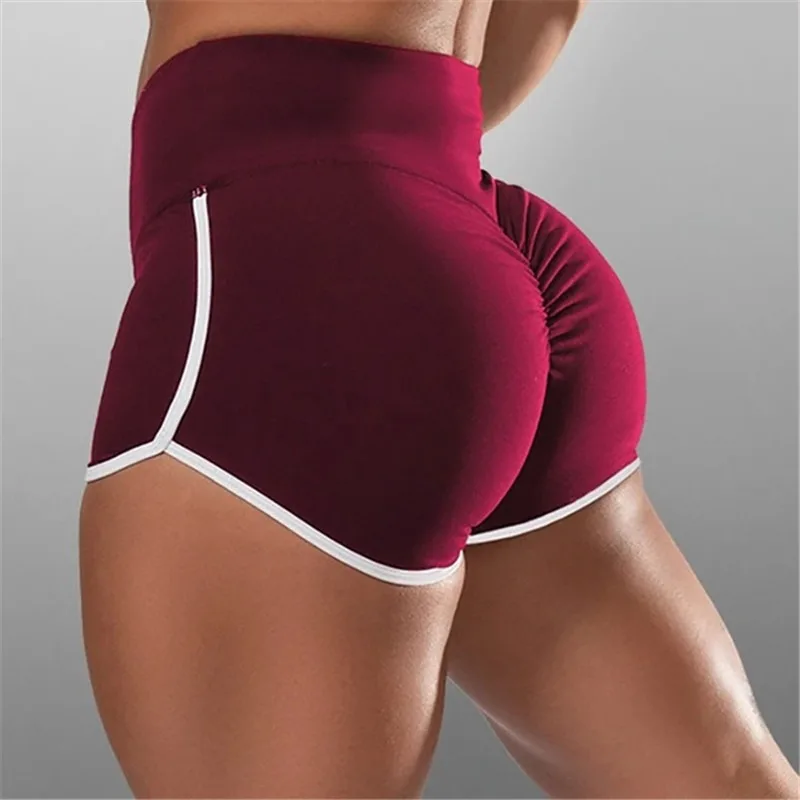 Sportshorts met lage taille voor dames Zomer elastische vouwontwerpshorts Sexy damestraining gymshorts Mini skinny fitness kort