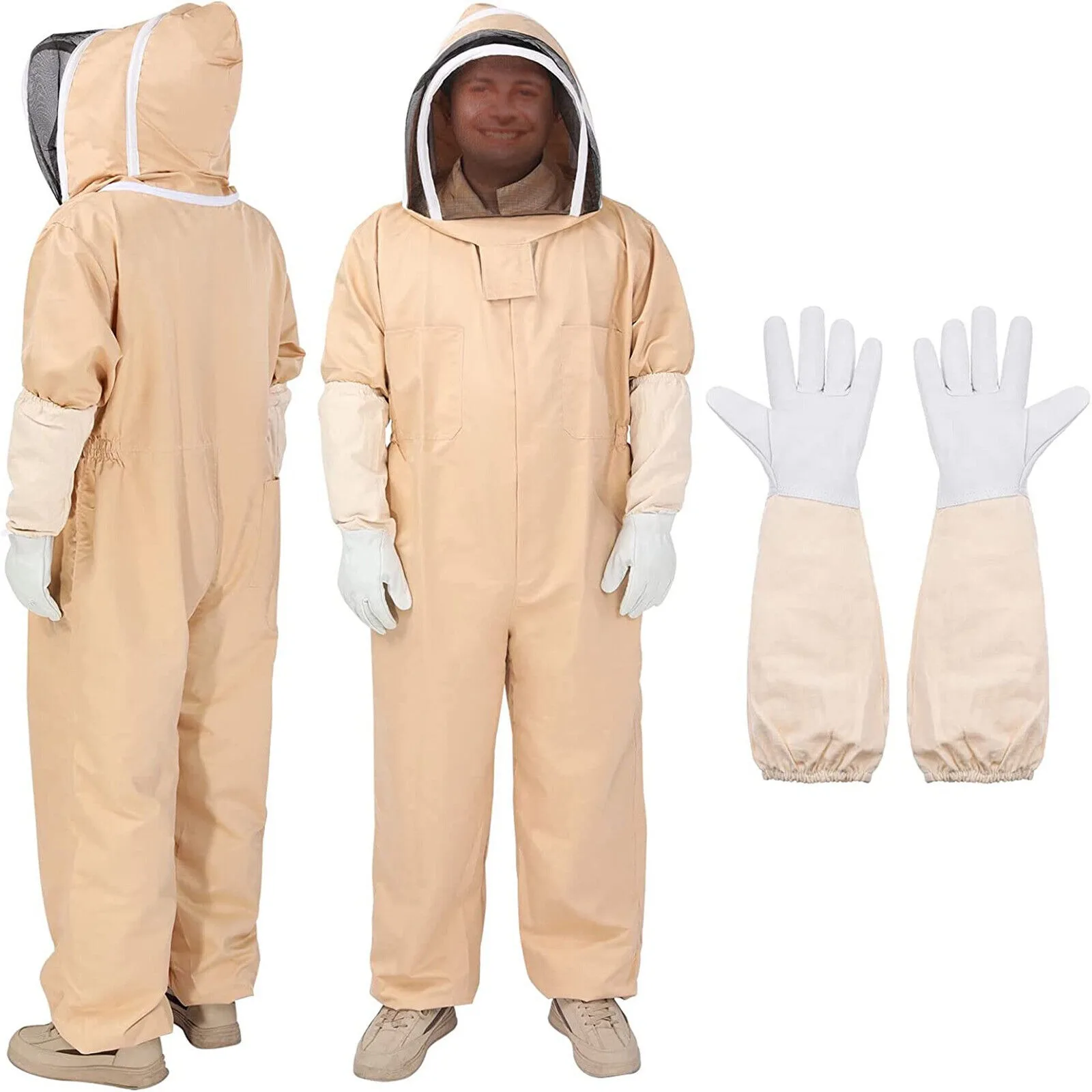 

New Full Body Ventilated Beekeeping Jumpsuit Protective Half Body Space Suit Gloves with Veil Animal Husbandry Equipment