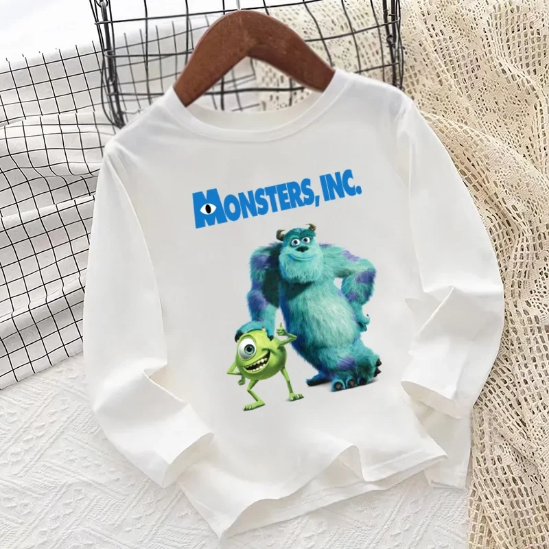 

Monsters Inc University Print Cartoon Kids T shirt Long Sleeve Autumn Baby Boys Girls Clothes Funny Casual Children T-Shirt