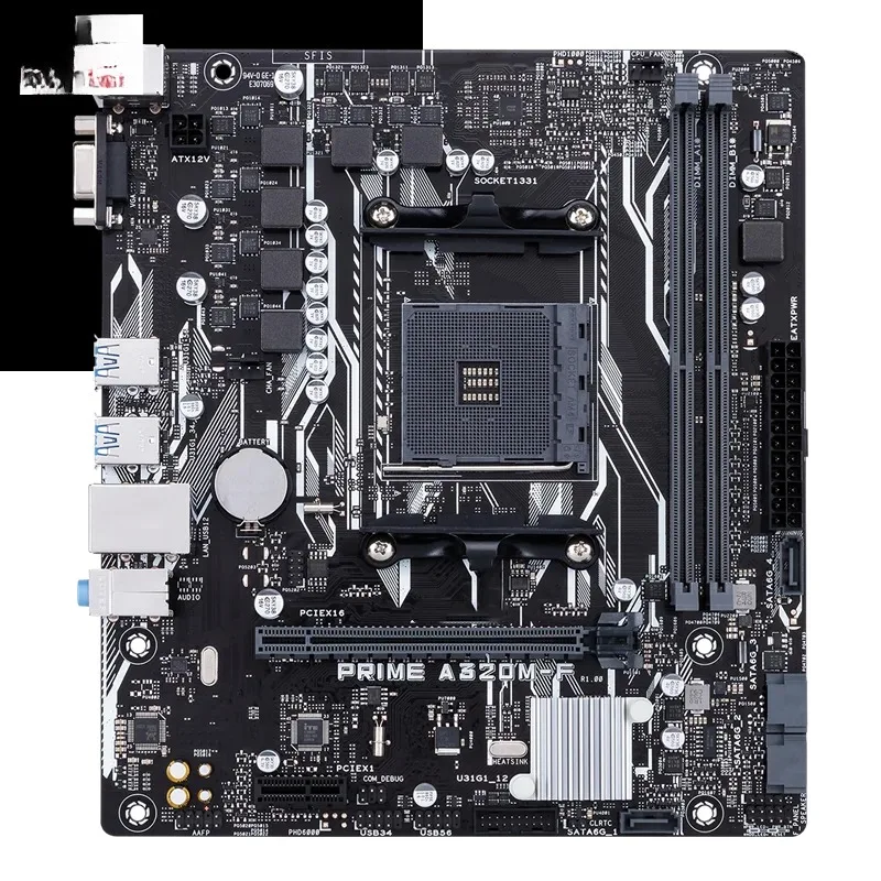 ASUS PRIME A320M-F Motherboard AM4 AMD A320 Chipset DDR4 32GB Micro ATX Used