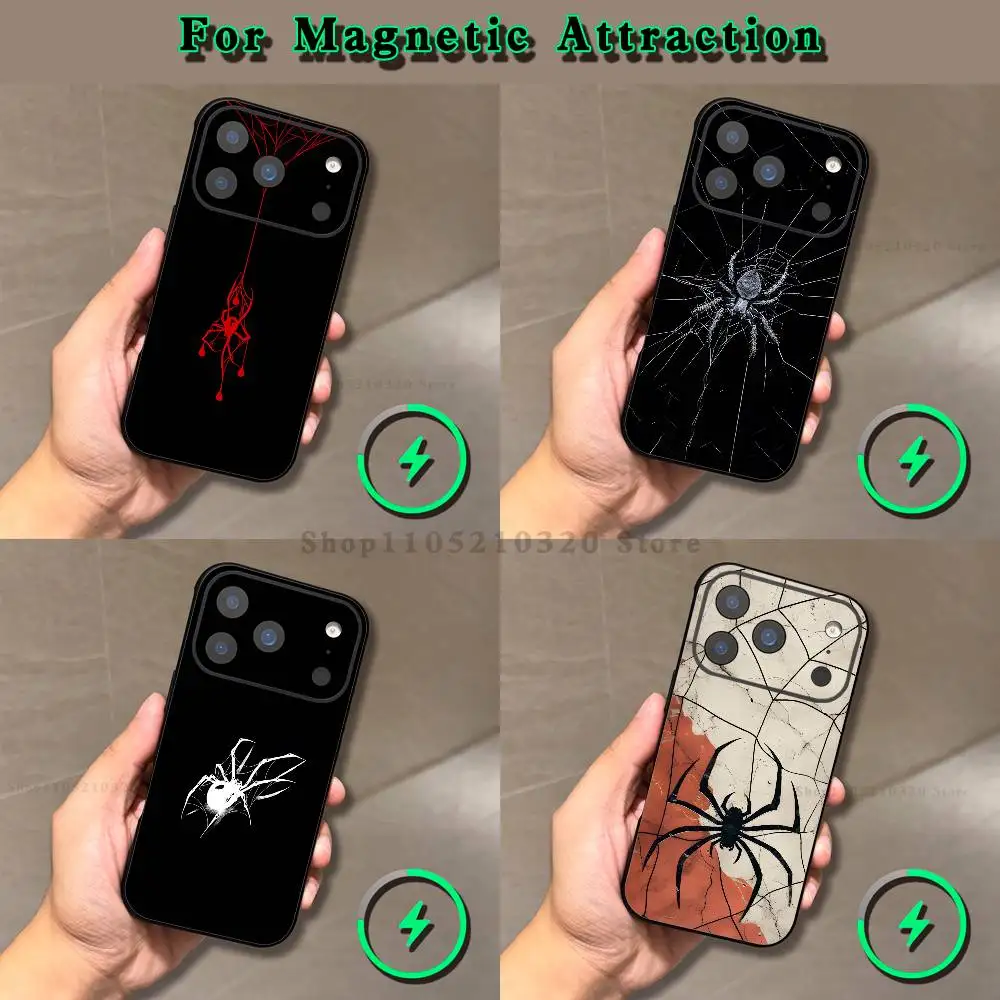 

Black Widow Spider Phone Case For iPhone 17,16,15,14,13,12,11,Pro,Max,Plus,E,Air,Mini Magnetic Magsafe Frosted