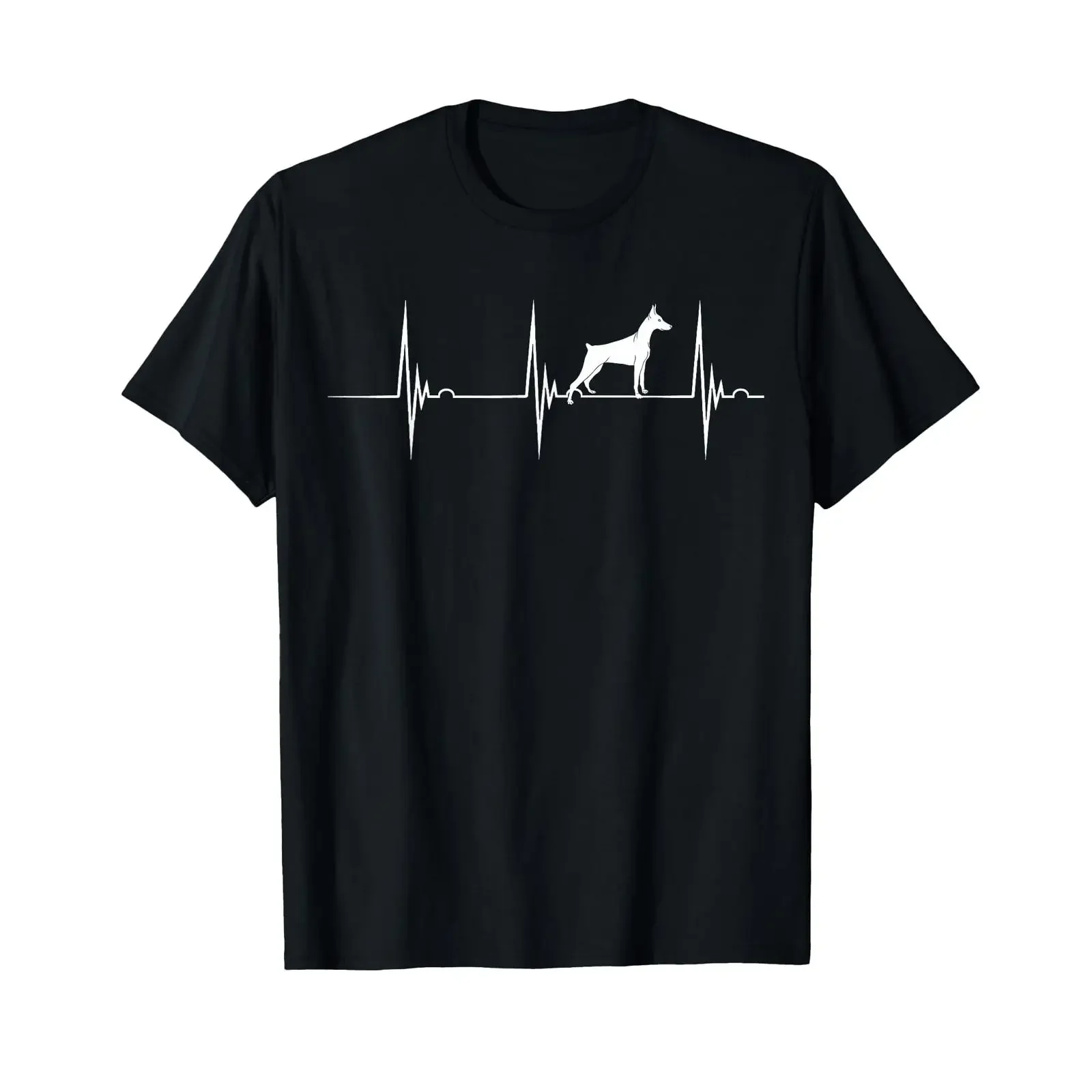 Doberman Dog Heartbeat EKG Pulse Dobie Lover Pinscher T Shirt vintage Washed Stylish Breathable Slightly fashion