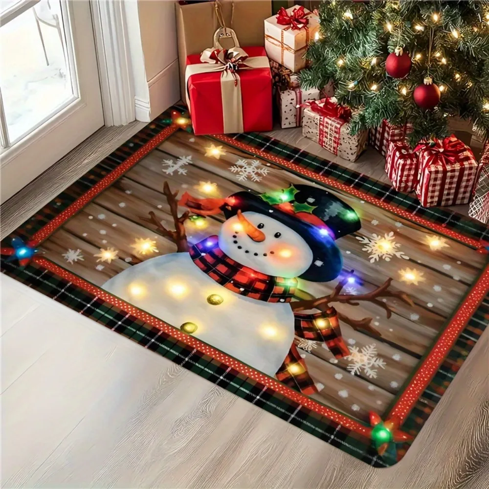 1pc Door Mat Snowman 3D Printed for Home Living Room Decor Non-slip Floor Mat Cozy Carpet for New Year Christmas Door Decoration