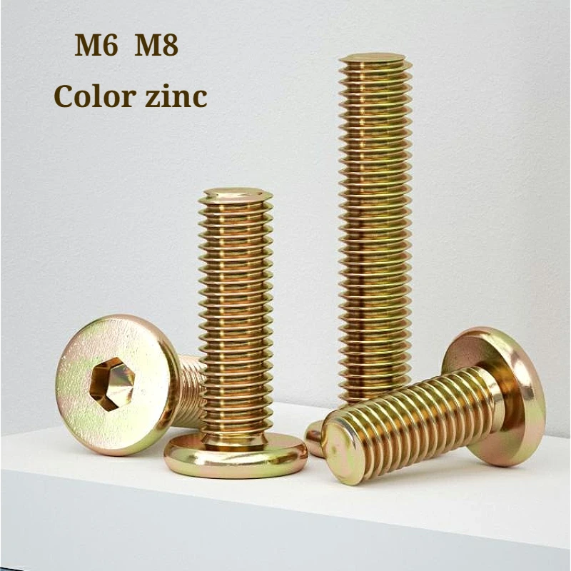 

M6 M8 Color zinc Allen Round Flat head screws hex socket hexagon groove furniture Bolts
