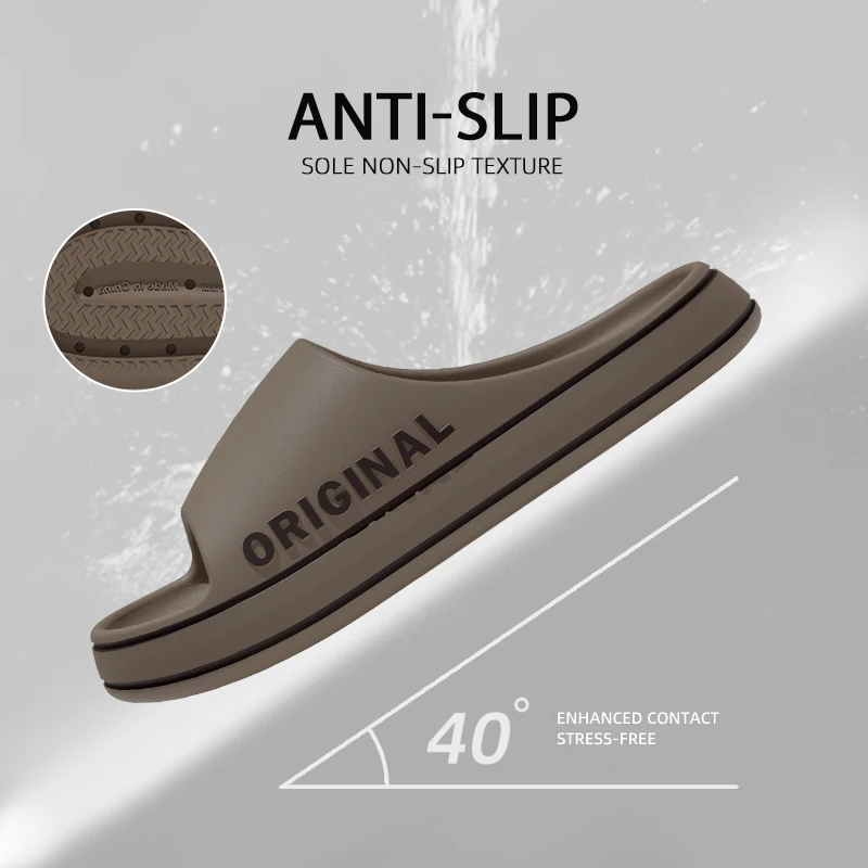 Chinelo Feminino Feslishoet com Letras, Sandália de Praia Cor Sólida, Chinelo Masculino de Sola Grossa para Banheiro Interno Antiderrapante, Sandálias de Verão para Casal