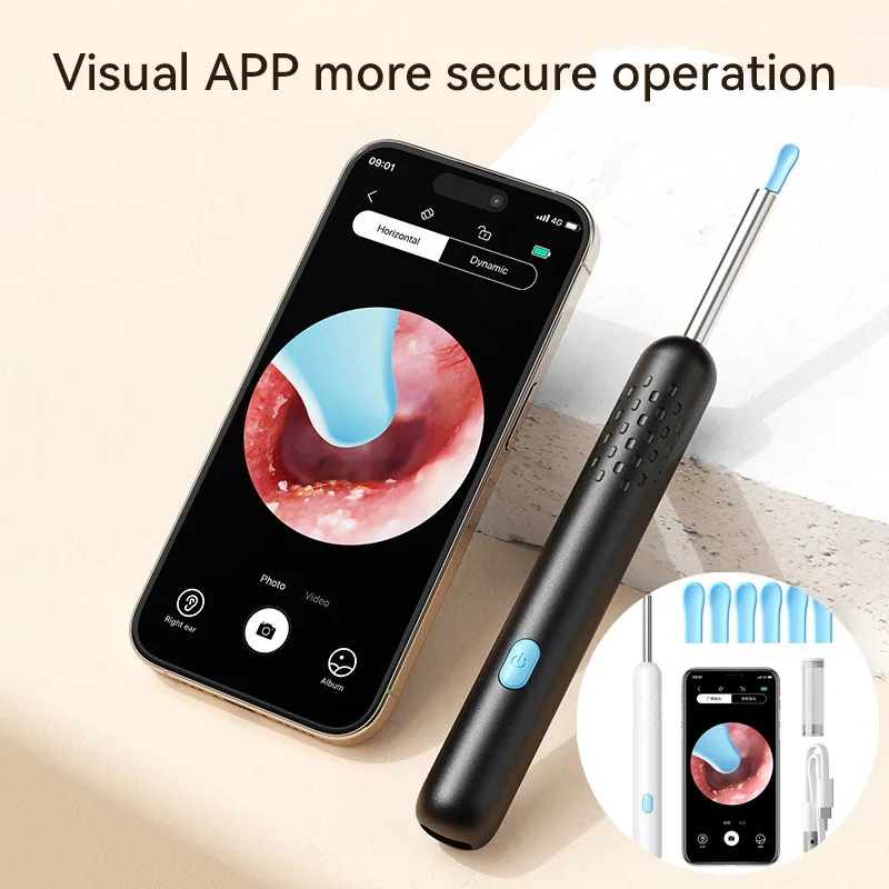 lack Visual Earspoon Hd Camera Can See The Earpick Abs+pc Material Smart Wireless Ear Picker White Waterproof Ear Pick