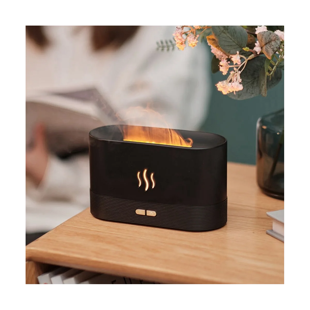 Diffusor Luftbe feuchter Ultraschall Cool Mist Maker Fogger LED Öllampe schwarz