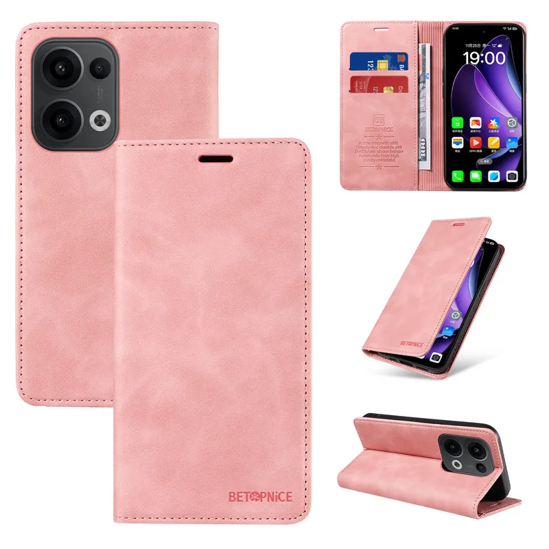 حافظة هاتف مضادة للسرقة لهاتف OPPO Reno14 F Reno13 FS Reno 13 A 14 Pro 5G Reno13F 4G محفظة كابا حامل بطاقة الوجه أغطية جلد كوكيه #3