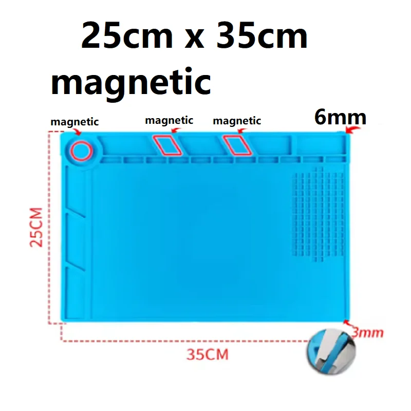 Soldering Station Mat Silicone Work Mat Heat Resistant  Anti-Static Magnetic Mat for Electronic Phone Laptop Watch Repair