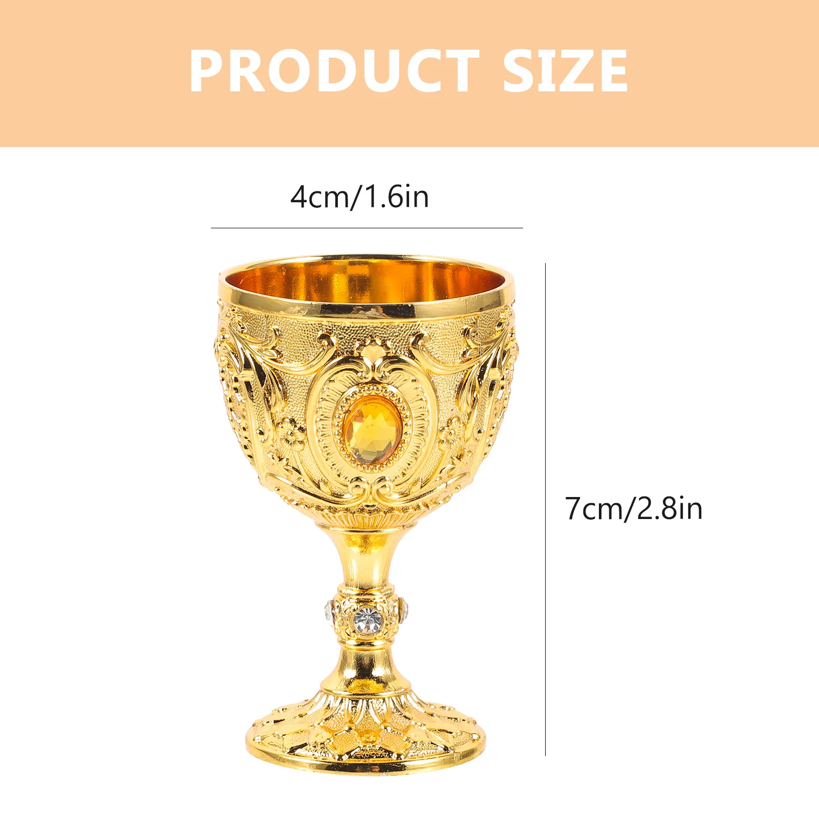 European High-end Cup 30ml White Retro Glass (gold) Reusable Tea Small Offering Aluminum Alloy Embossed Cups