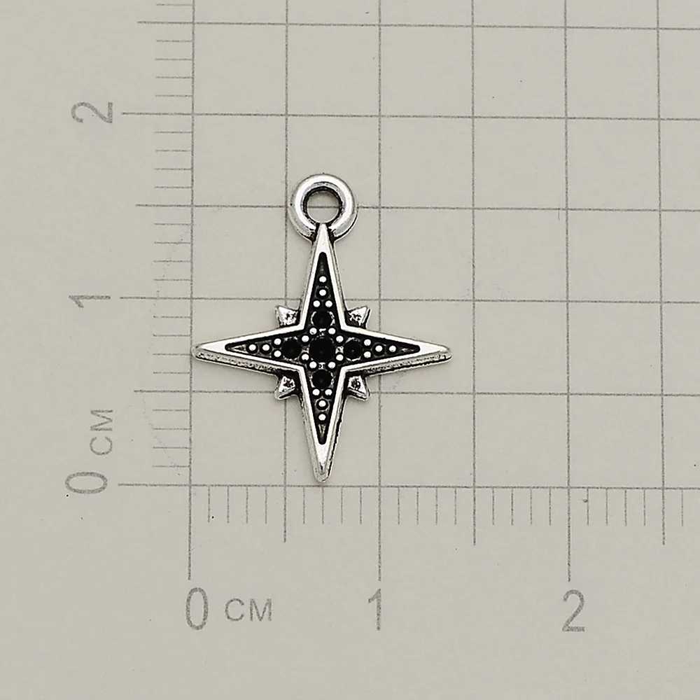 40pcs/lot--9x17mm Vintage Mini Cross Star Charms Pendants For Diy Jewelry Making Supplies Accessories Wholesale Bulk Items