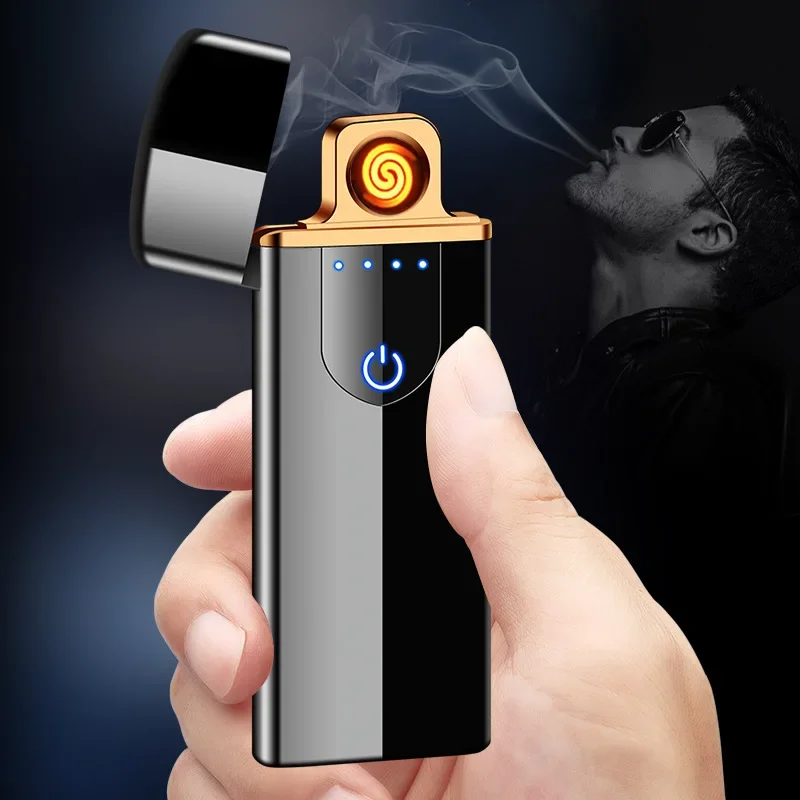 Windproof Double Arc Powerful Pulse Creative USB Personalized Igniter High Quality Touch Ignition Gadgets Exclusive Men\'s Gift
