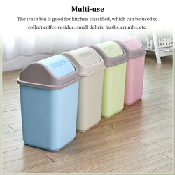 Plastic Swing Lid Bin Home Rubbish Waste Dustbin Large Capacity Kitchen Garbage Basket Container Wastebasket Trash Can