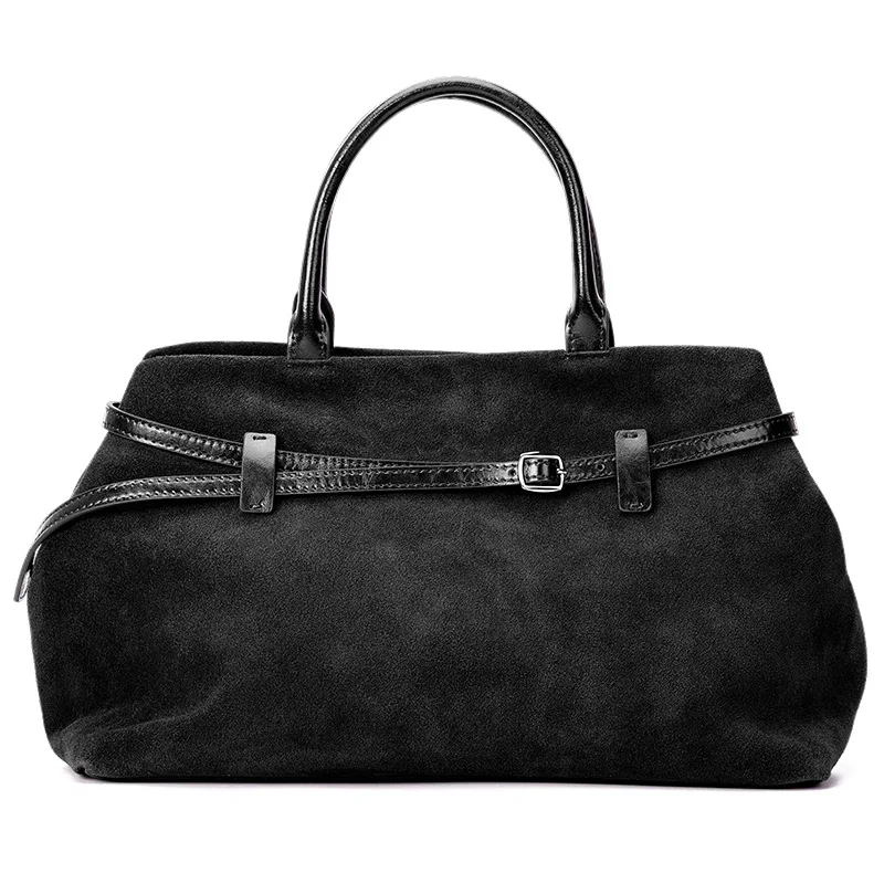 New Suede Cowhide Women's Handbag American Retro Style Spicy Girl Leopard-print Genuine Leather Tote Bag For Women, Shoulder Bag