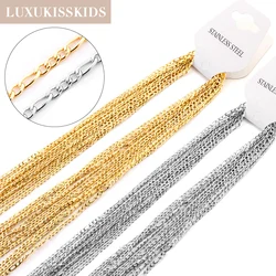 LUXUKISSKIDS 5pcs/lots Wholesale Figaro Chain For Woman/Men 2.3mm Width Link Necklaces Stainless Steel DIY Collier Making Parts