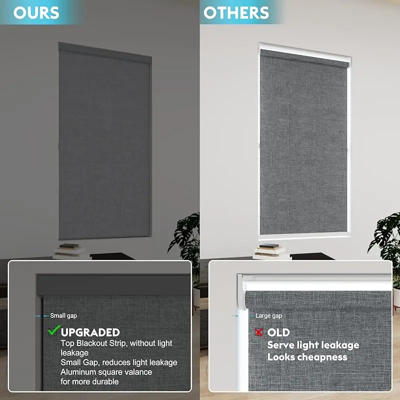 Customized Blackout Shades Ultraviolet-proof Polyester Fabric Free-Stop Safety Manual Spring Cordless Roller Blinds For Bedroom