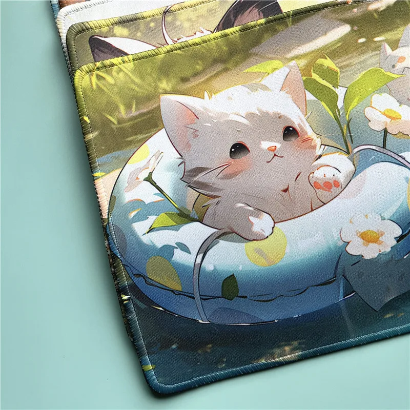 Kawaii Mouse Pad Cat Pad Mouse Desk Cartoon Table Mat Cute Gaming Mouse Pad Soft Overlock Mouse Pad Computer Office Accessories