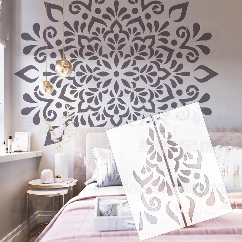 

120cm - 200cm Wall Stencil For Painting Decorative Template To Paint Decors Plaster Huge Giant Mandala Round Flower Lotus S249