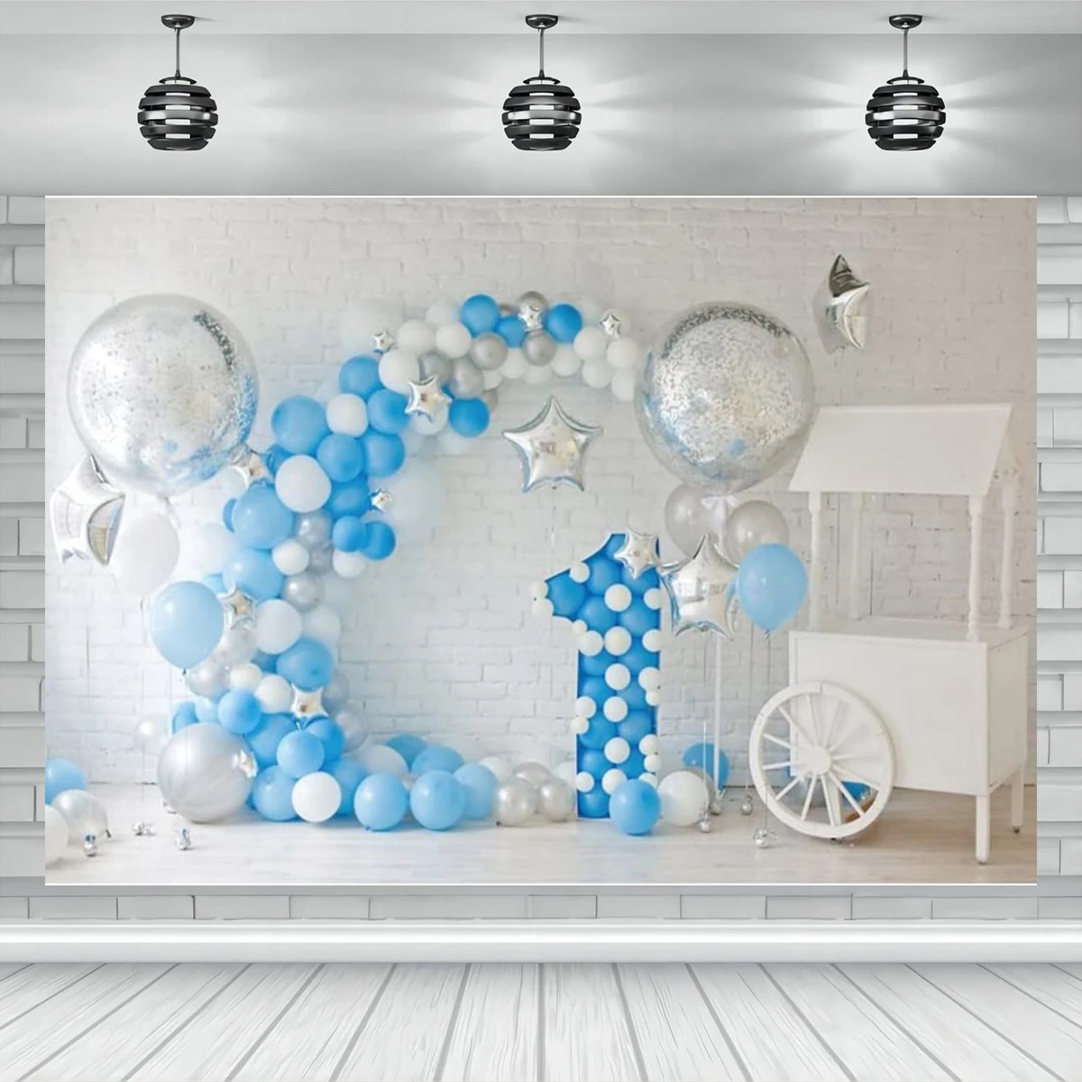 

HKFZ Vinyl Happy 1th Birthday Backdrop Balloons Photography Banner Kids Party Decoration Welcome Photo Shooting Background