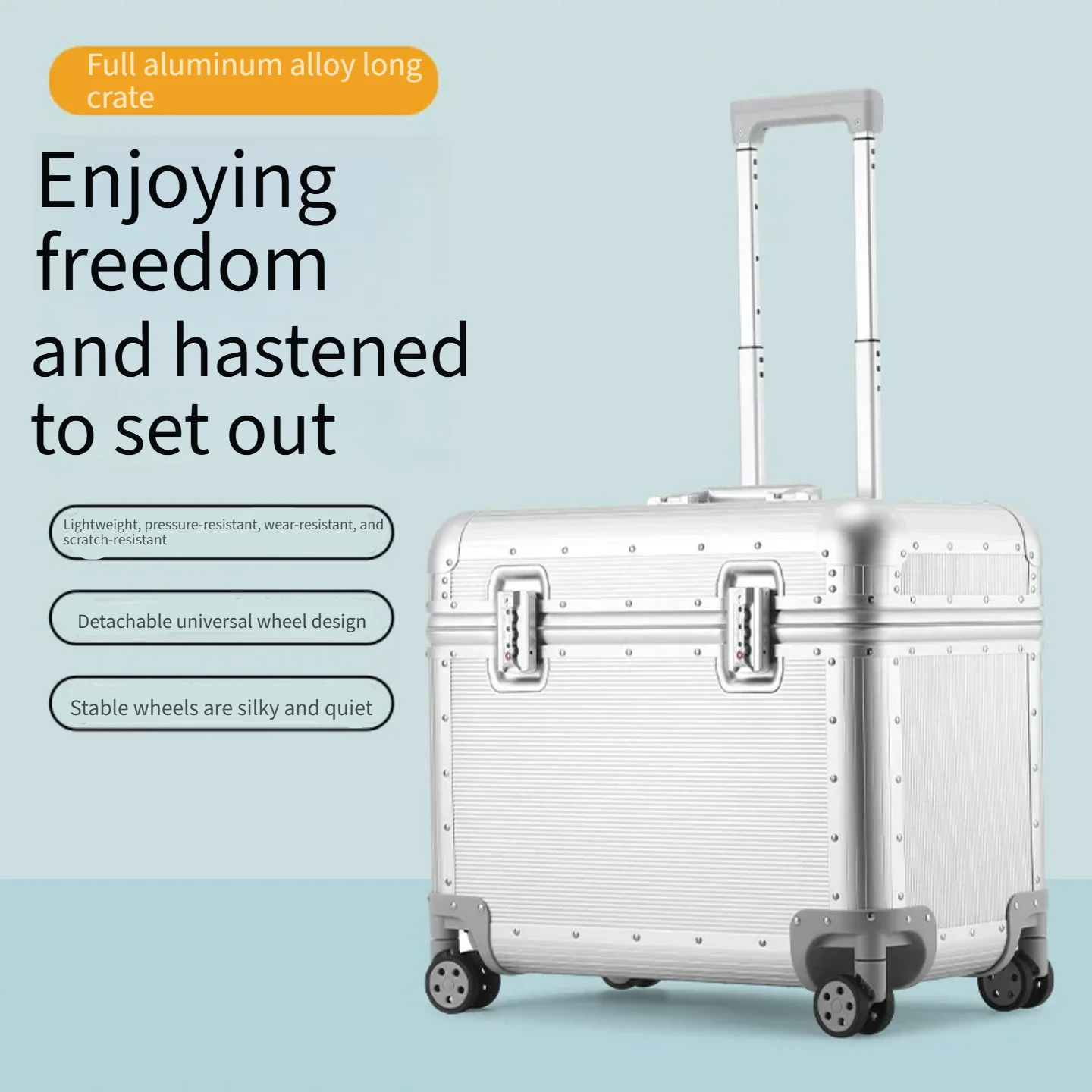 18/20/22 Inch Carry‑On Travel Suitcase Al‑Magnesium Alloy Trolley Luggage Hard Case With Anti‑Theft TSA Lock For Men Women Outdo