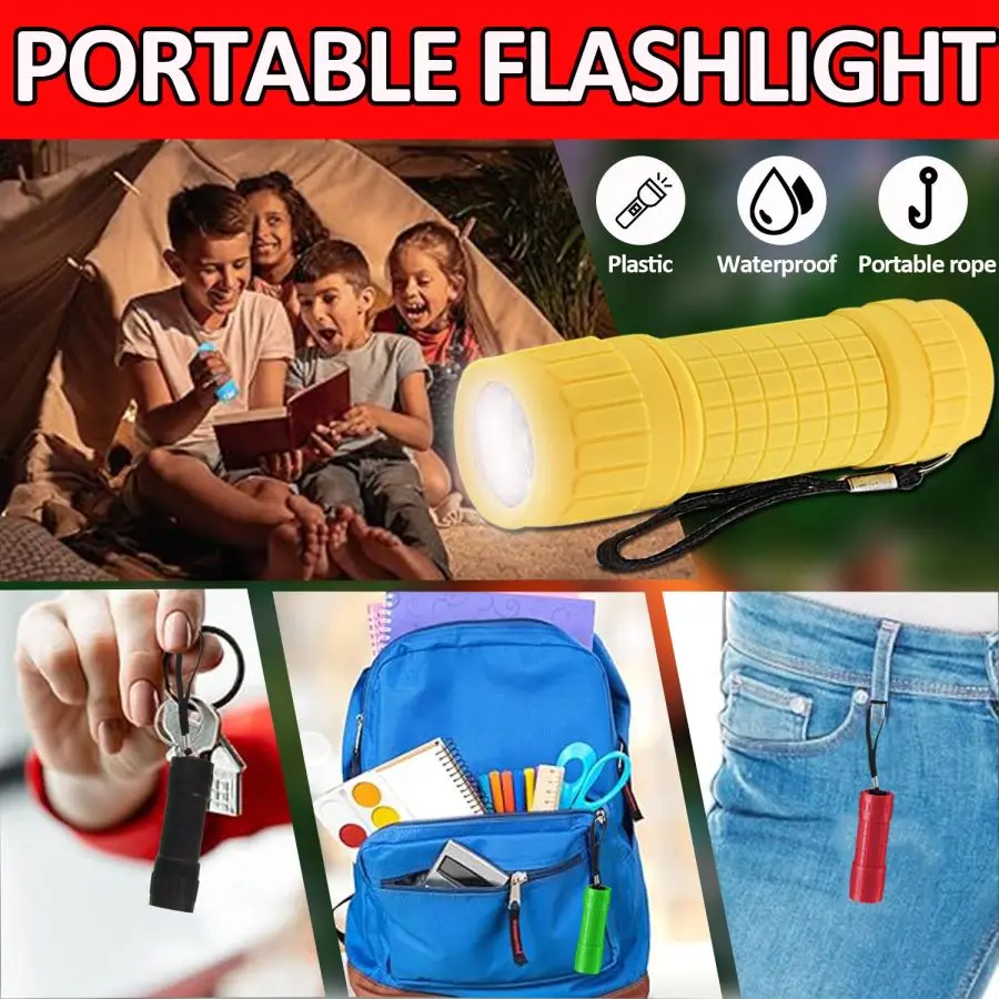 Mini linterna portátil de 9LED, lámpara de antorcha con cuentas, iluminación fuerte, bolsillo de enfoque fijo, antorcha de emergencia para exteriores