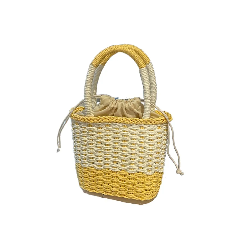 

Fashion Colorful Weave Straw Bag Large Capacity Summer Patchwork Striped Handbag Streetwear Casual Tote Bag Lady