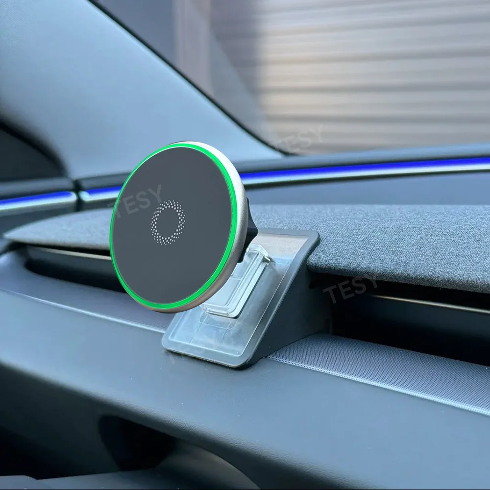 Magnetische Handyhalterung mit kabellosem 15W-Ladegerät, kompatibel mit MagSafe für Tesla Model Y Juniper Launch 2026 Model 3 Highland – Detail 3