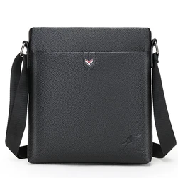 Bolsa de ombro de couro PU para homens, sacos crossbody, saco mensageiro sólido, bolsa de viagem de negócios, masculino, marca 9,7, 2023