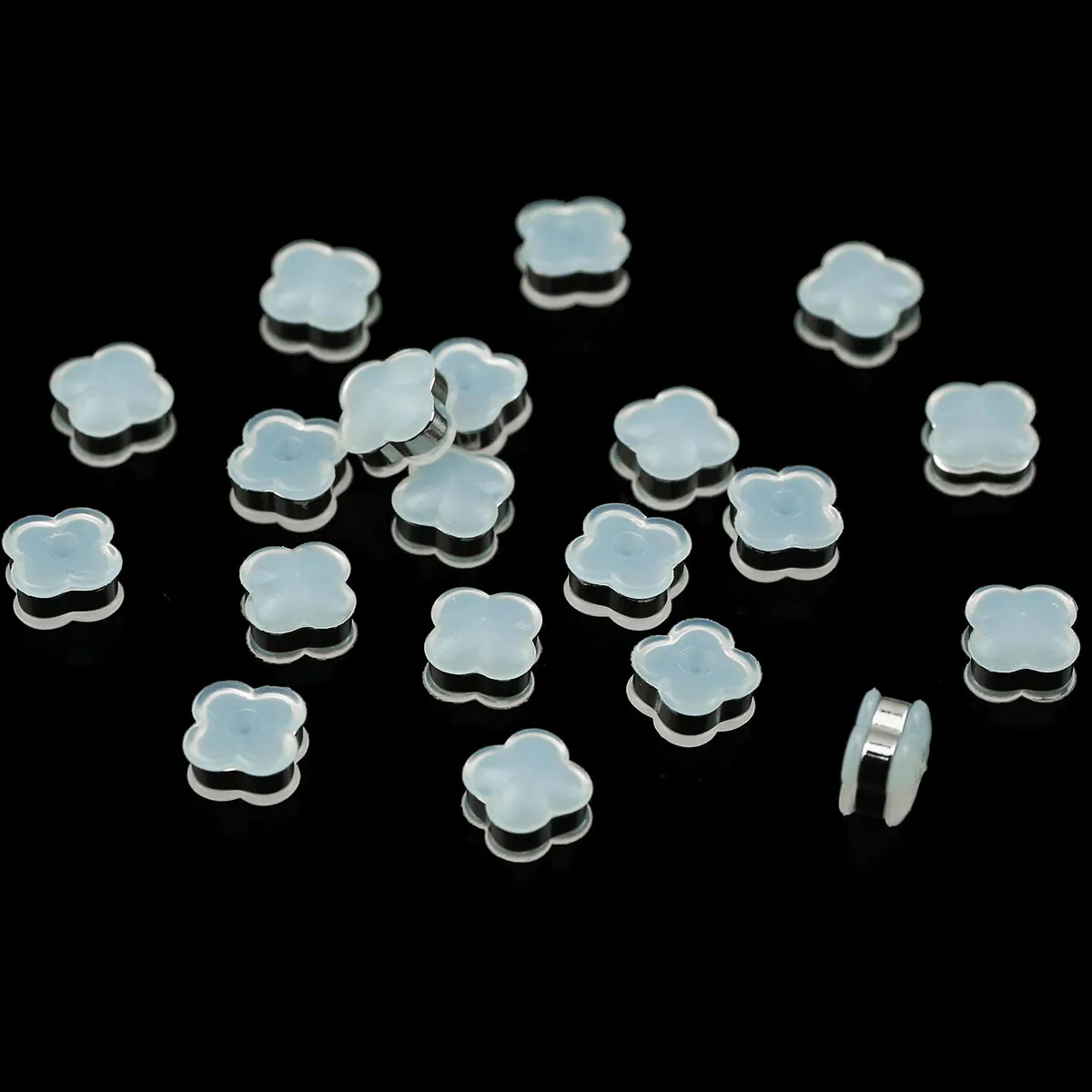 10/20/50/100pcs Silvery Clover Shape Ear Race 7mm Silicone Clear Earring Clips Ear Caps For Jewelry DIY Earrings Accessories