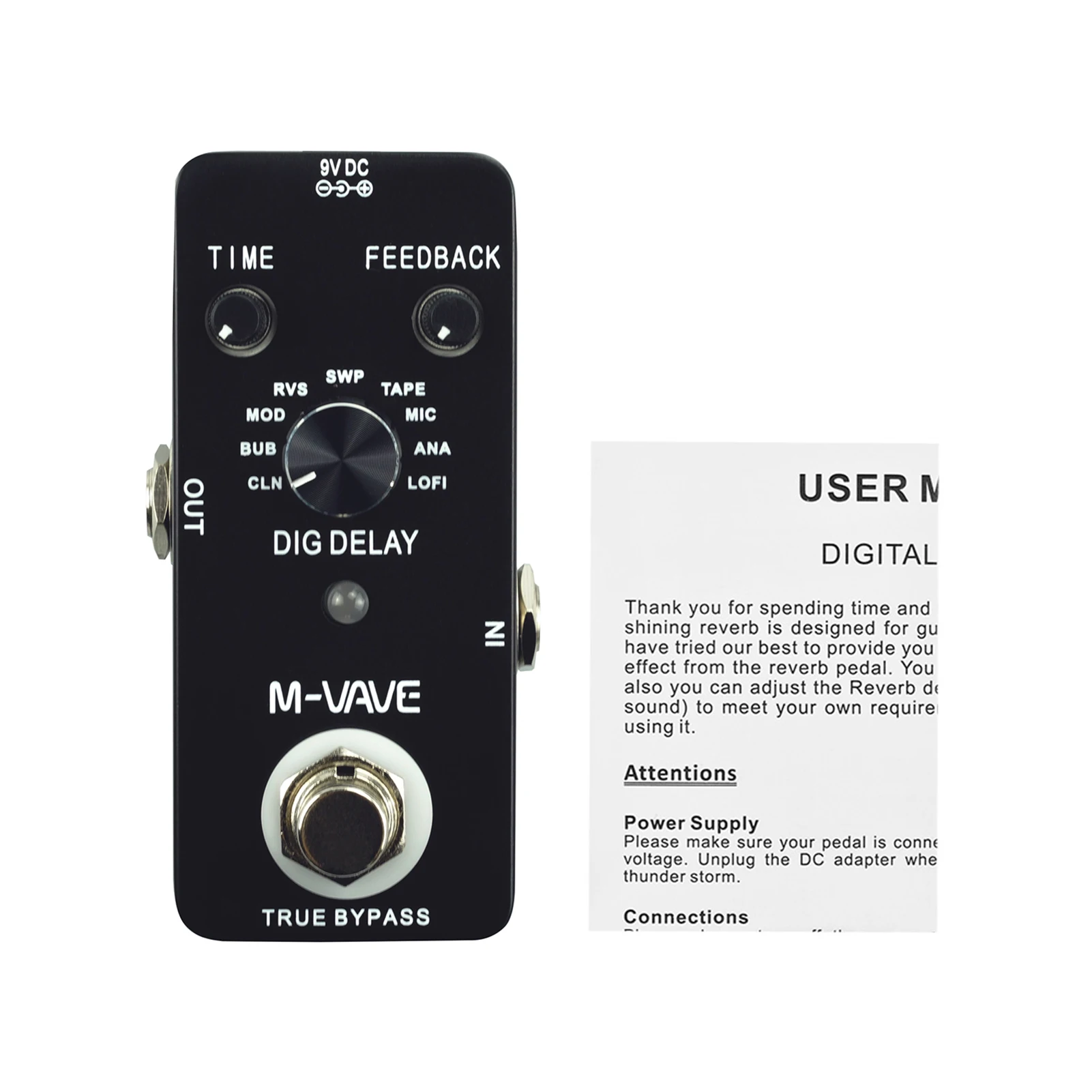 

M-VAVE DIG DELAY Digital Delay Guitar Effect Pedal with 9 Delay Effects True Bypass Full Metal Shell