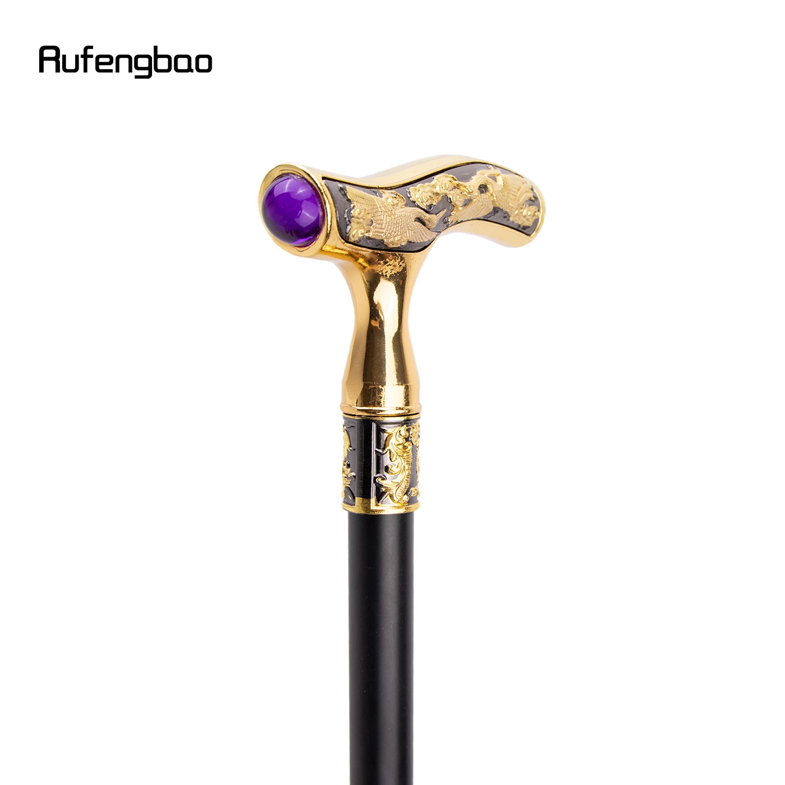 Crane Walking Cane Purple Gemstone Fashion Decorative Walking Stick Gentleman Elegant Cosplay Cane Knob Crosier 93cm