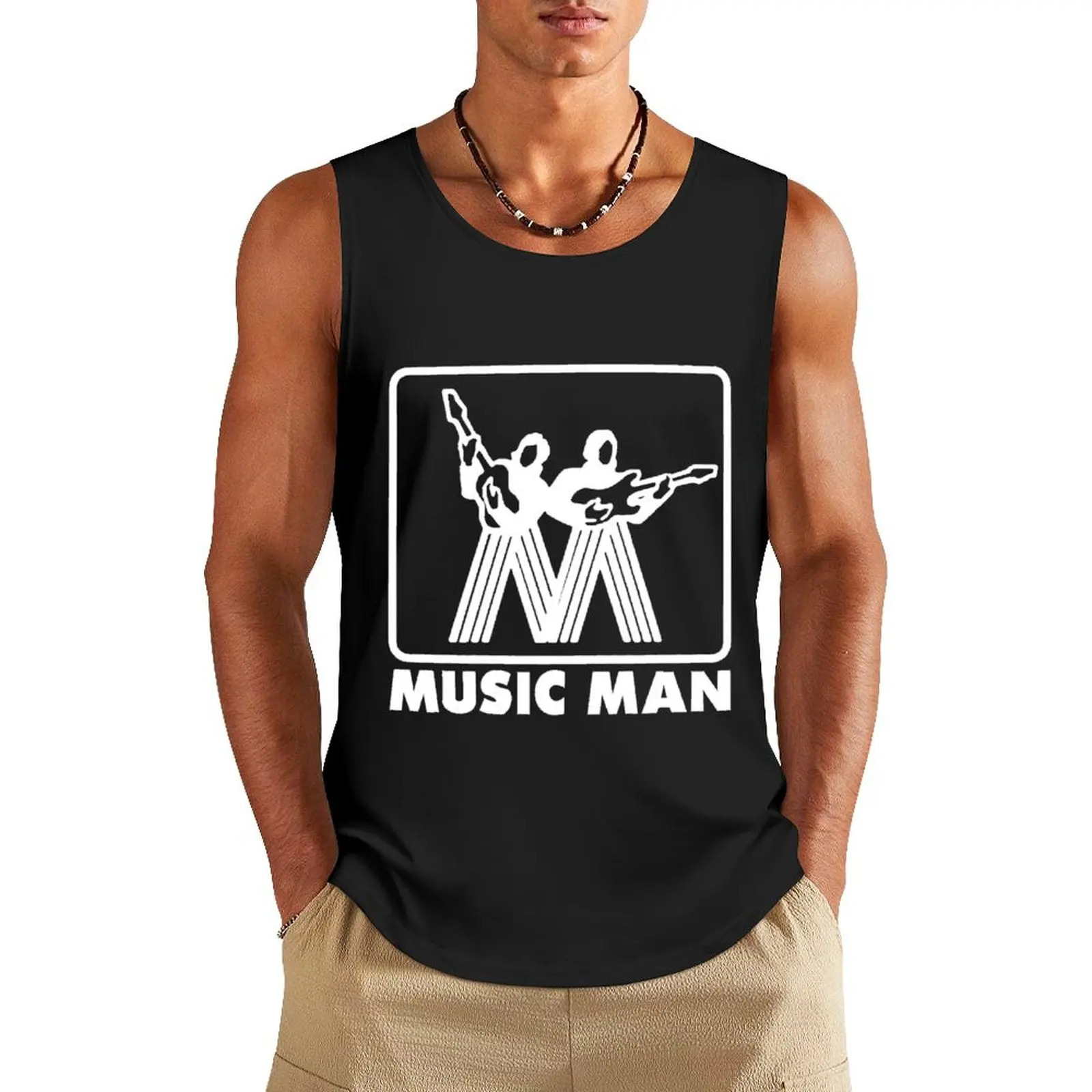 

Music Man white logo Tank Top Vest gym clothing men gym accessories man