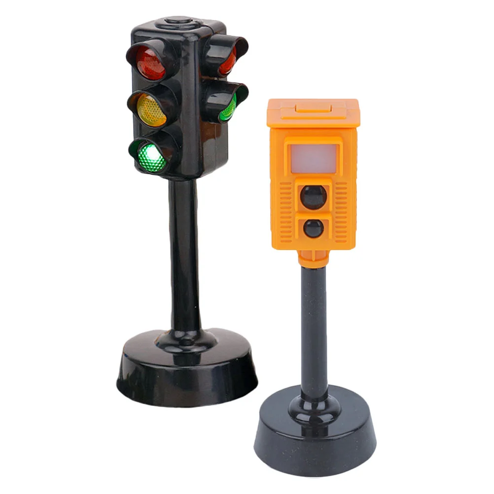 

2 Pcs Traffic Light Toy Flashing Signals Lamp Rural Road Signs Mini Early Education Plastic Kids Toys