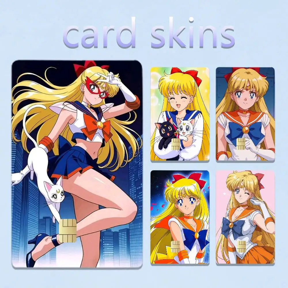 S-Sailor Moon Aino Minako 4pcs 1Set Card Stickers Small Waterproof Chip 4PCS Card Sticker Anti-Scratch
