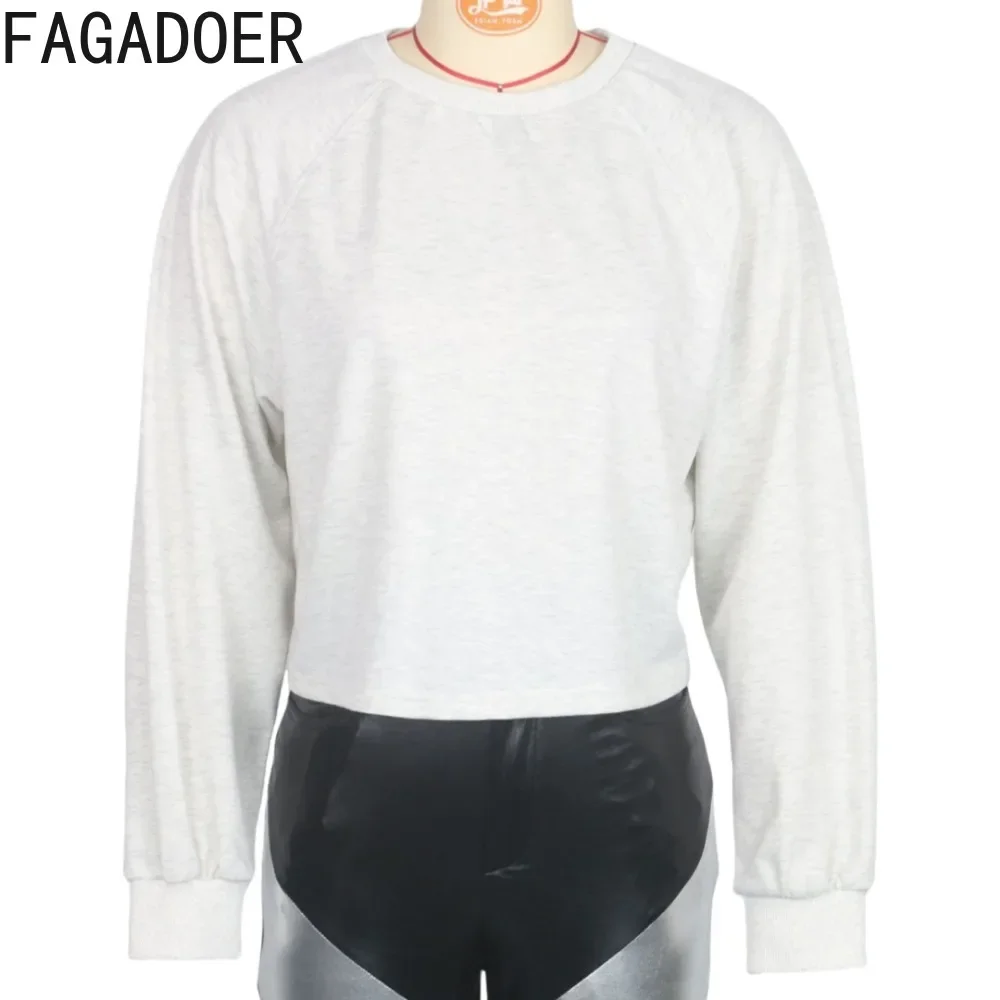FAGADOER Casual Sweatshirt Women Solid Color Long Sleeves Backless Hollow Out Fashion Tops Female Streetwear Clothing 2025 New