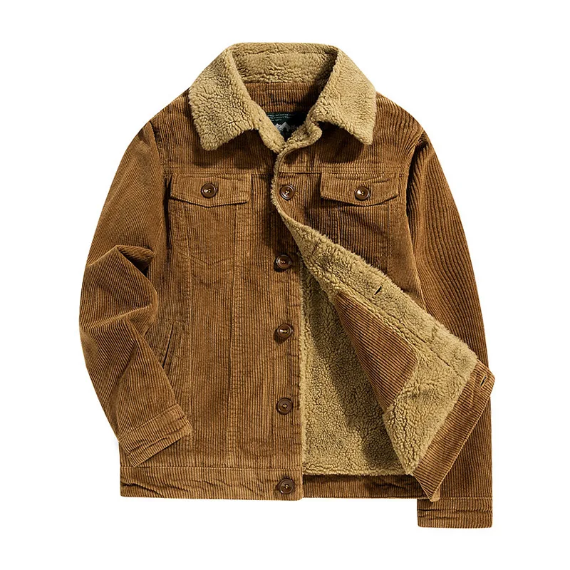 

Male Cotton Jackets Padded Warm Loose Parka Coat Corduroy Short Jacket Man Solid Zip Windbreaker Winter Men's Casual Windbreake