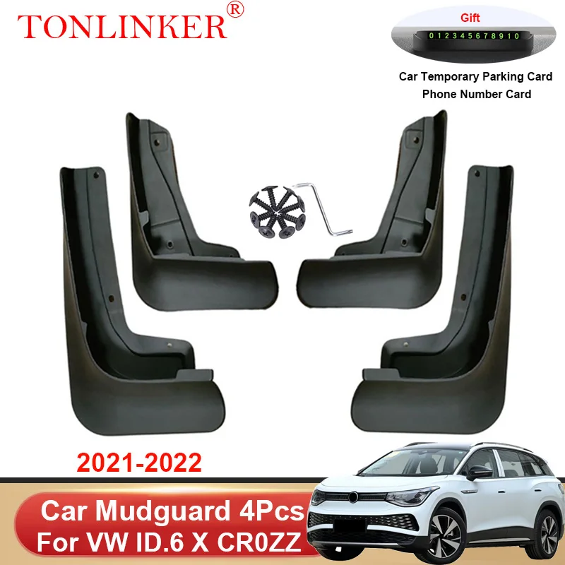 

TONLINKER Car Mudguard For Volkswagen VW ID.6 X ID6 CROZZ 2021 2022- Mudguards Splash Guards Fender Mudflaps 4Pcs Accessories