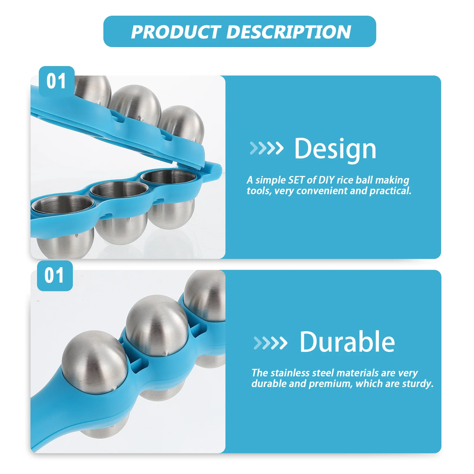 

1Set Creative Rice Ball Molds Stainless Steel Kitchen Accessories DIY Snack Maker Easy Clean Practical Gift Rice Ball Mold