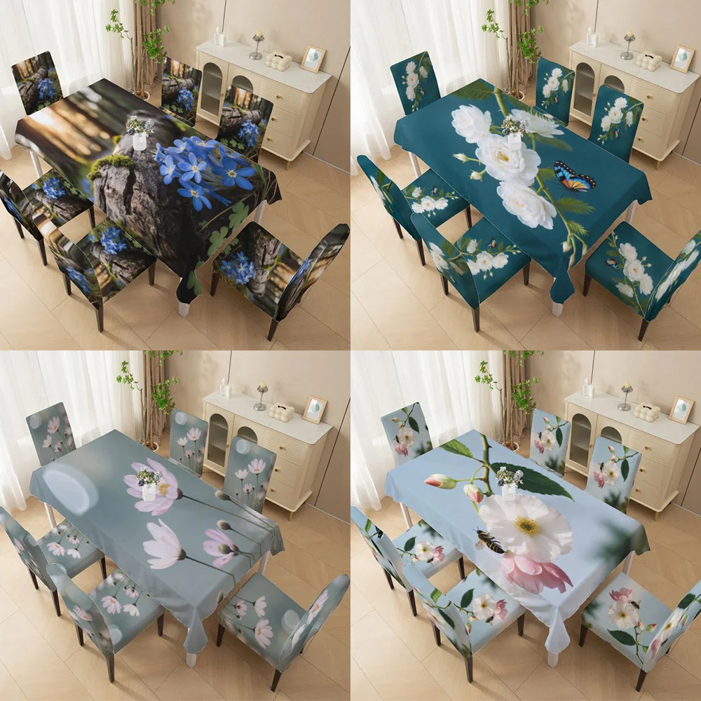 

Elastic chair cover High back dining chair cover set, floral detail pattern, machine washable all-inclusive chair cover