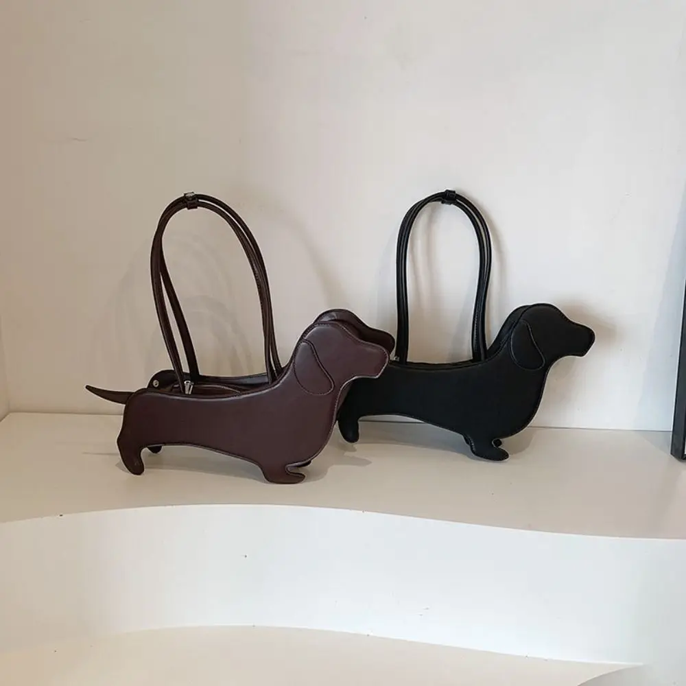 Casual Sausage Dog Dachshund Dog Bag Pu Leather Creative Animals Shoulder Bag Three-dimensional Cute Cartoon Handbag Outdoor