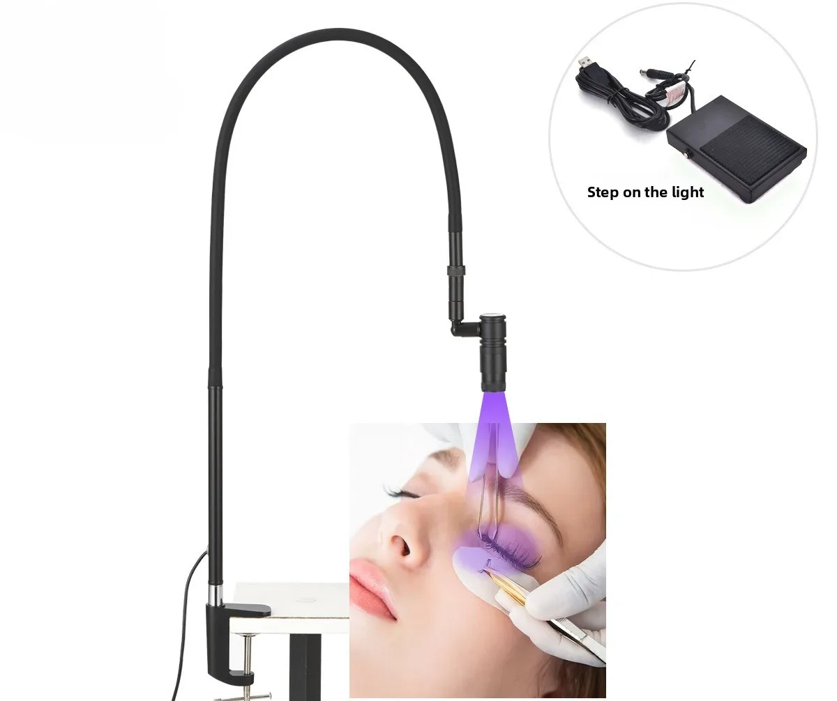 

Светодиодная фиолетовая лампа для наращивания ресниц: быстрая сушка УФ-клея, регулировка яркости, крепление на прищепке