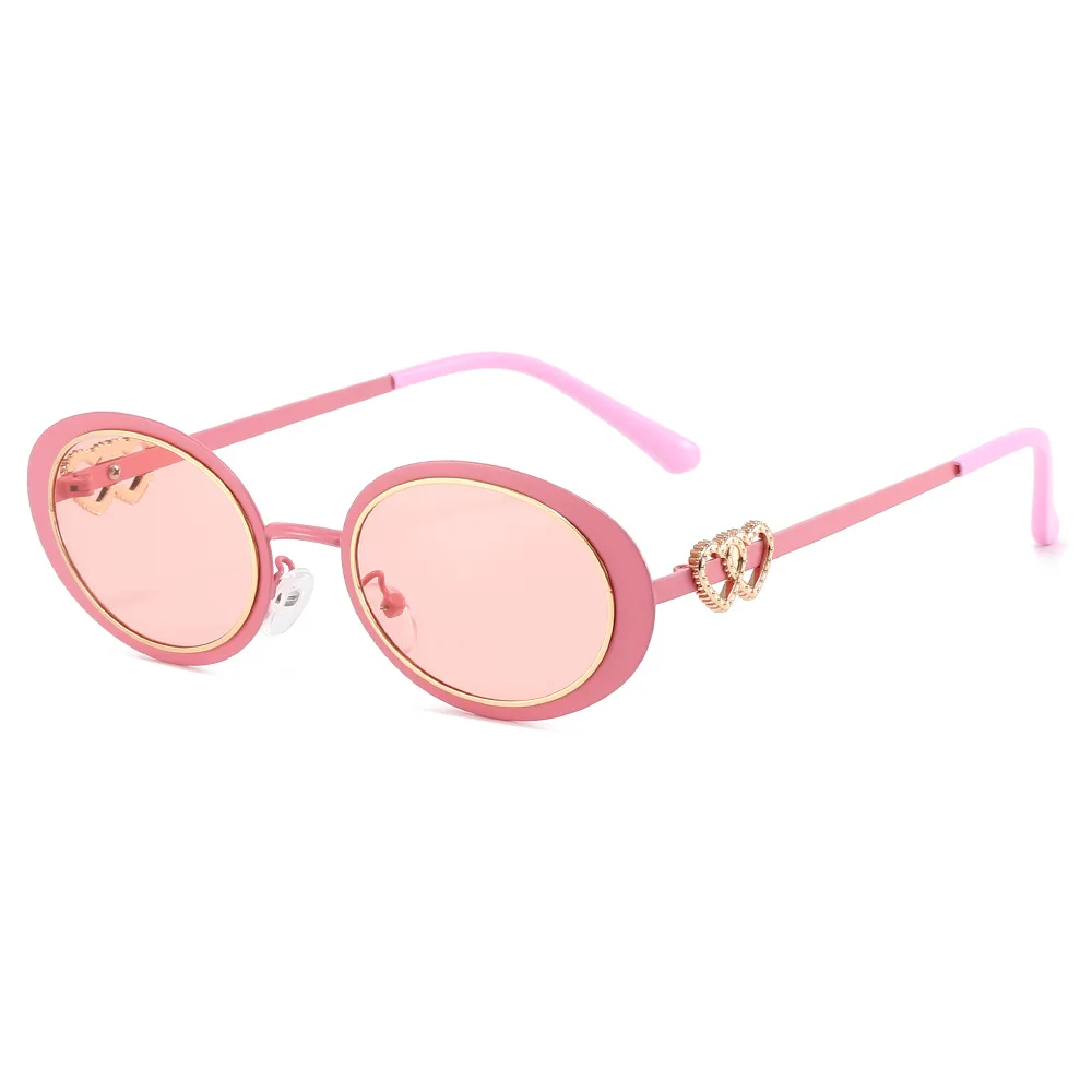 

Retro Oval Sunglasses for Women Men Fashion Hip-Hop Metal Frame Sunglasses Double Heart Design Glasses 90s Style Punk Glasses