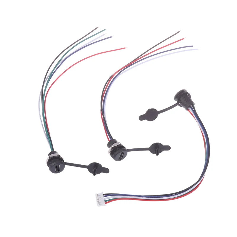 1PC Female Socket Charging Interface With Welding Wire USB Type-C Waterproof Connector Direct Compression Female Base