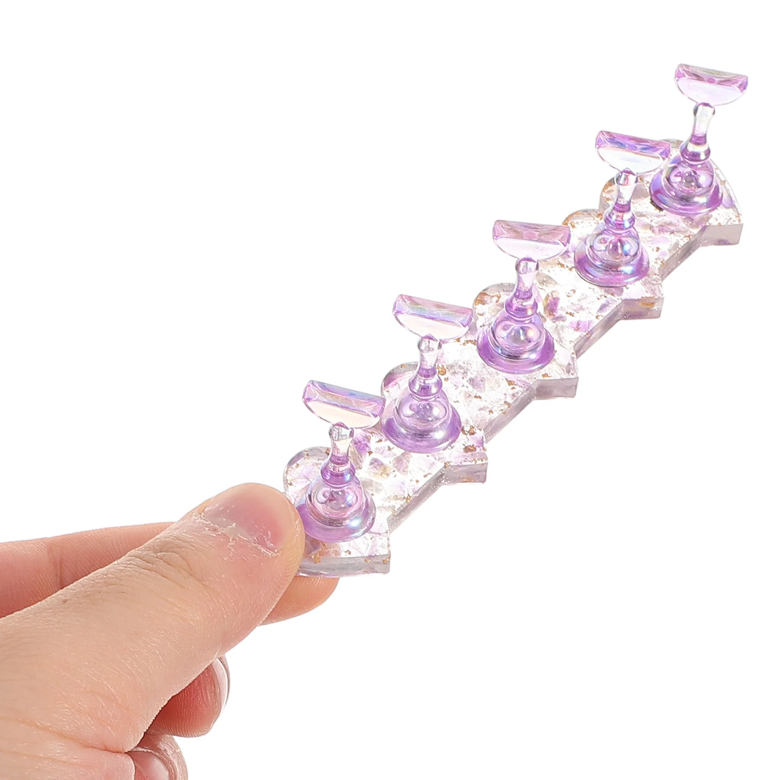 

Beginner Nail Art Practice Stand Iridescent Fake Nail Holder Realistic Texture Portable Manicure Training Tool Ideal Courses