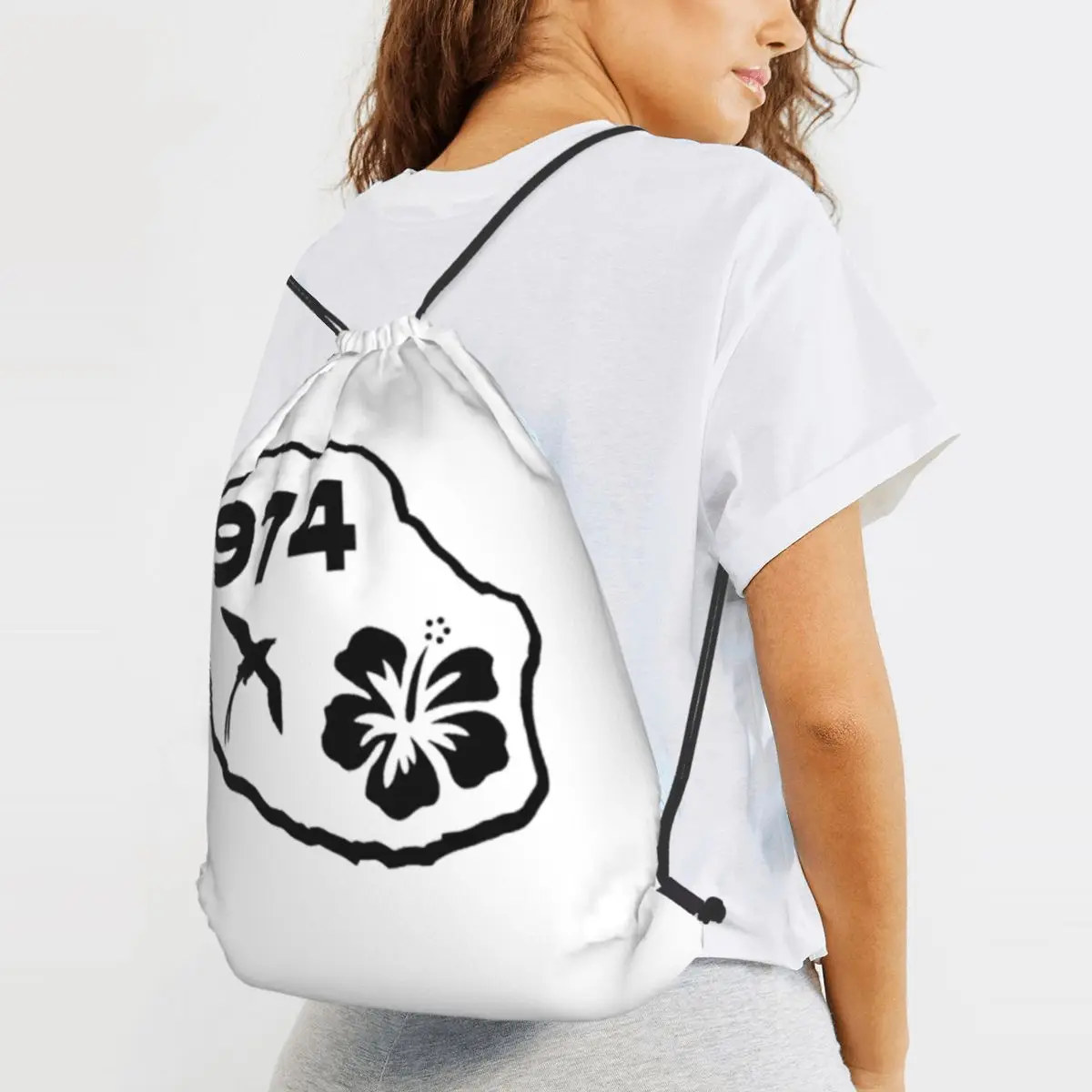 974 Reunion Island Backpacks Portable Drawstring Bags Sports Bag Book Bags for Man Woman Students