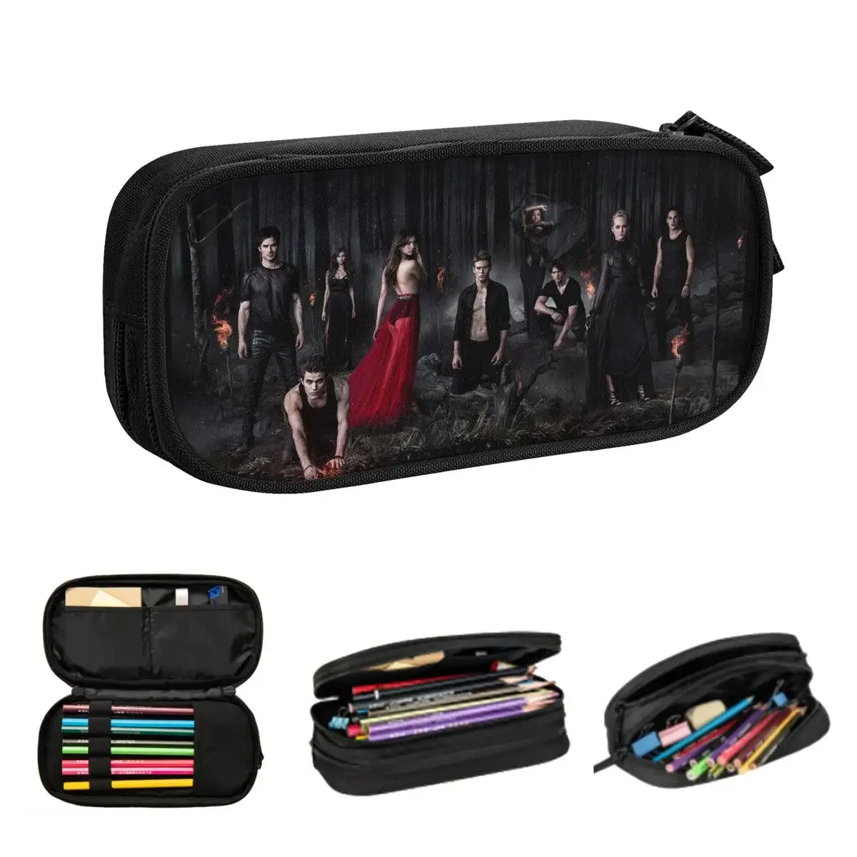 

The Vampire Diaries Pencil Cases Large Capacity Pen Bags Pen Box Pencil Pouch For Boys Girls Students Stationery School Office