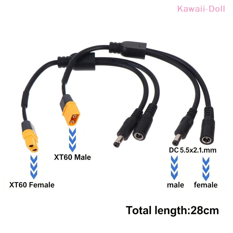 [DO]Connector Head Convert To 2xDC Female Male Adapter Charging Conversion Plug Power Cable[DO]