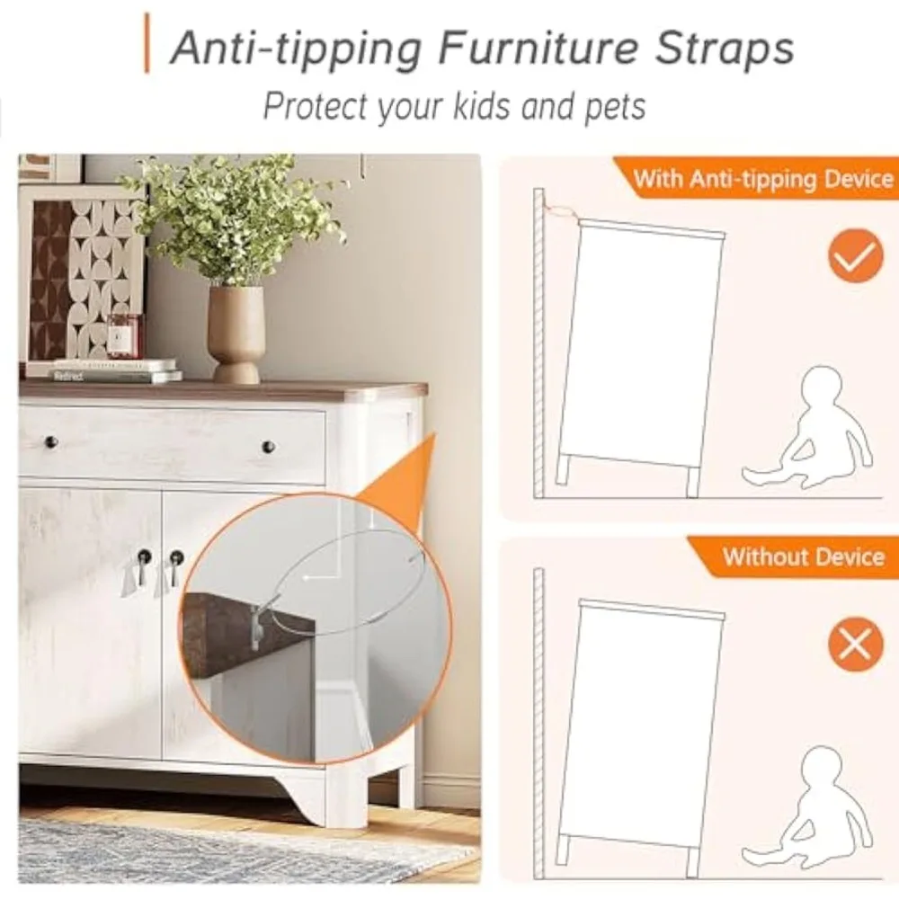 ตู้บุฟเฟ่ต์สไตล์บ้านไร่ขนาดใหญ่พร้อมที่เก็บของ 59 ช่อง 2 ลิ้นชัก และ 4 ประตูพร้อมชั้นวางปรับระดับได้