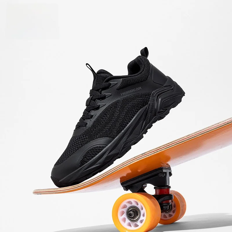 

HOBIBEAR мужские спортивные кроссовки Running oes с широким носком Bla, дышащая верхняя удобная обувь из синтетической кожи