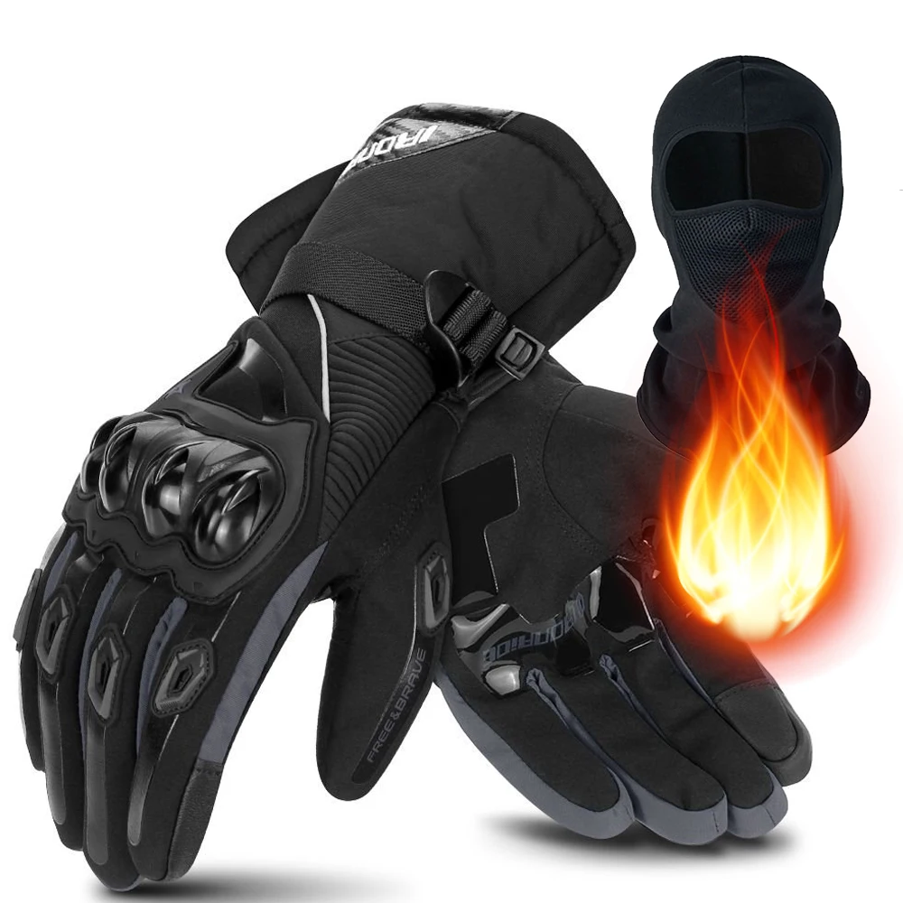 

Men Motorcycle Gloves & Balaclava Winter Windproof Waterproof Guantes Moto Touch Screen Motorbike Motocross Riding Gloves M-2XL